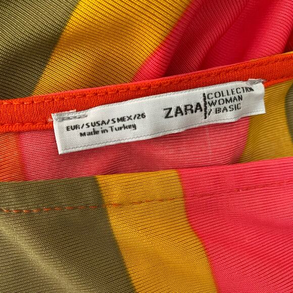 Zara sz M  Short sleeve V neck midi stripe‎ shift dress - Picture 8 of 8